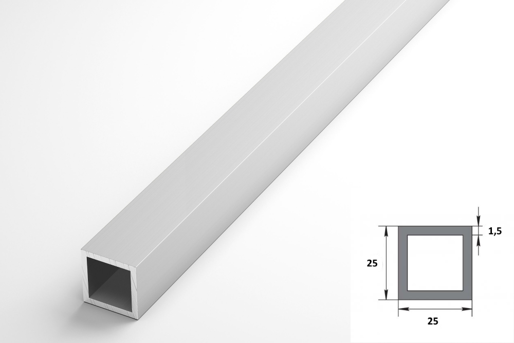 Труба квадратная 25х25 мм ТКв 04.2000.501л Серебро